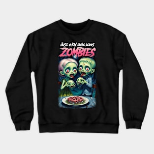 Just a Kid who Loves Zombies Crewneck Sweatshirt